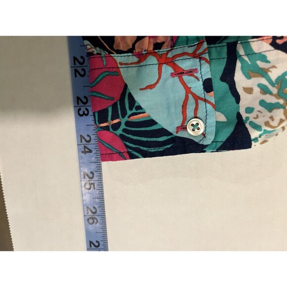 Talbots Women’s Button Up Shirt Hawaiian Colorful Floral Long Sleeve Cotton L - Picture 7 of 9